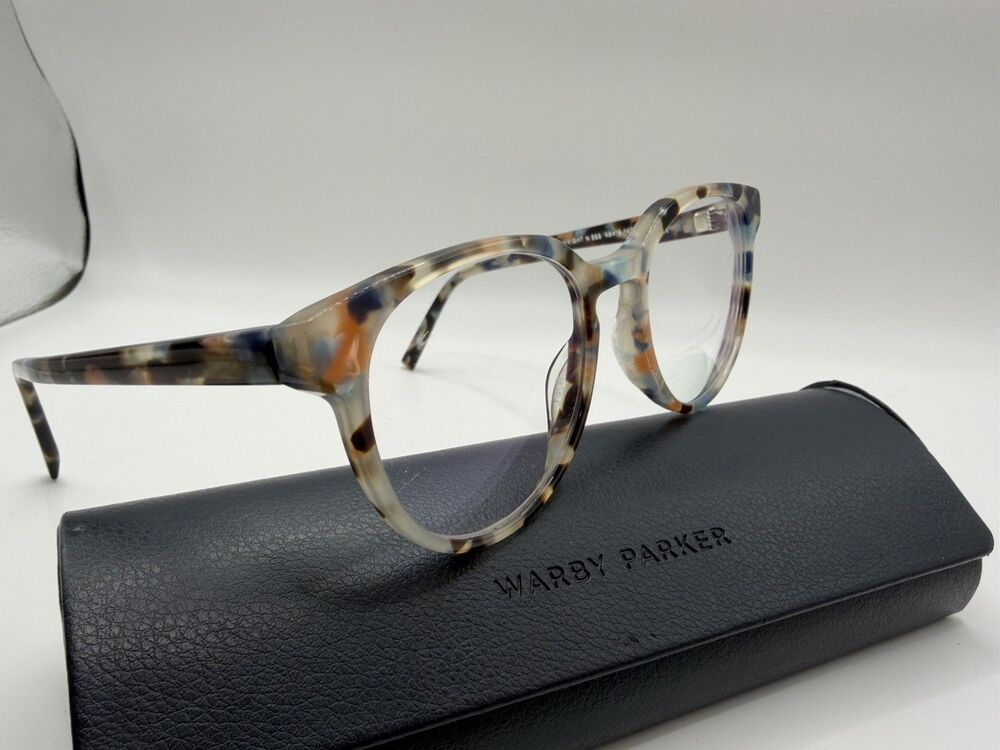 Warby Parker Wright N 855 Eyeglasses Tide Pool Blue Tortoise Round Frames Only